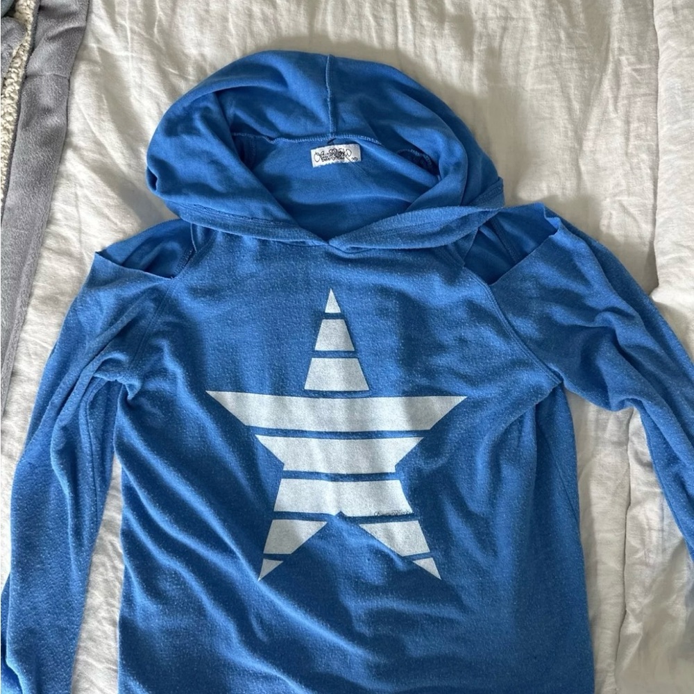 Lauren Moshi star hoodie with open shoulder